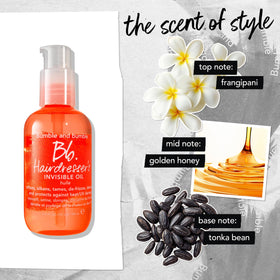 Bumble and bumble bottle in hand showing 3.4 fl oz scale and travel-friendly size