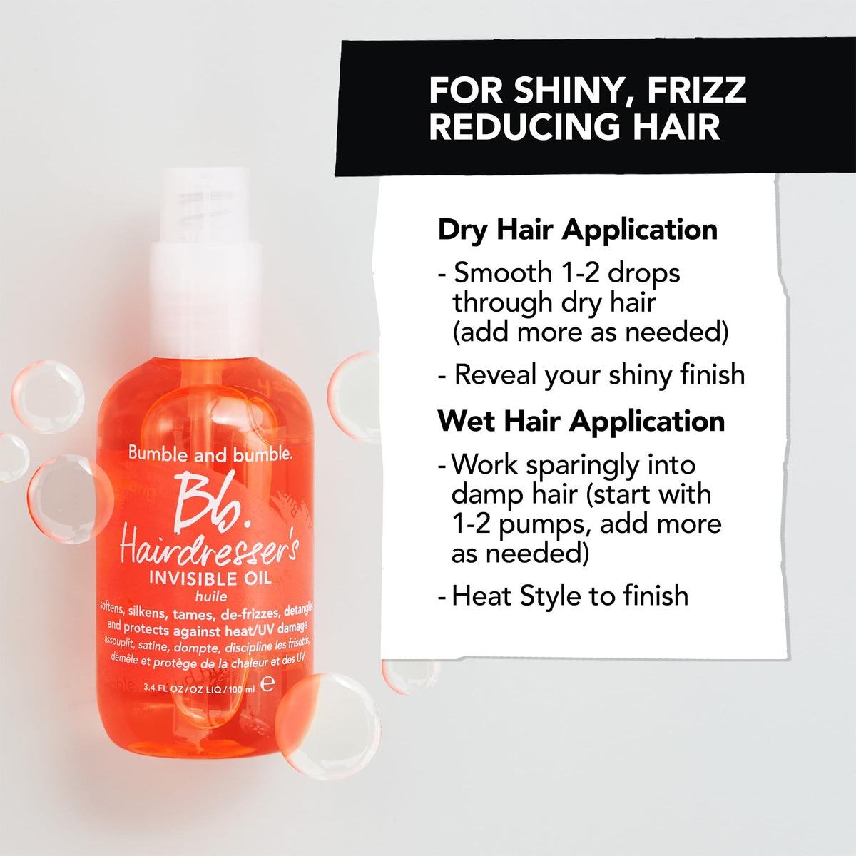 Bumble and bumble styled hair showing luminous shine and smooth finish