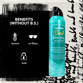 Bumble and bumble 4 ounce can beside hand for size and portability benefit