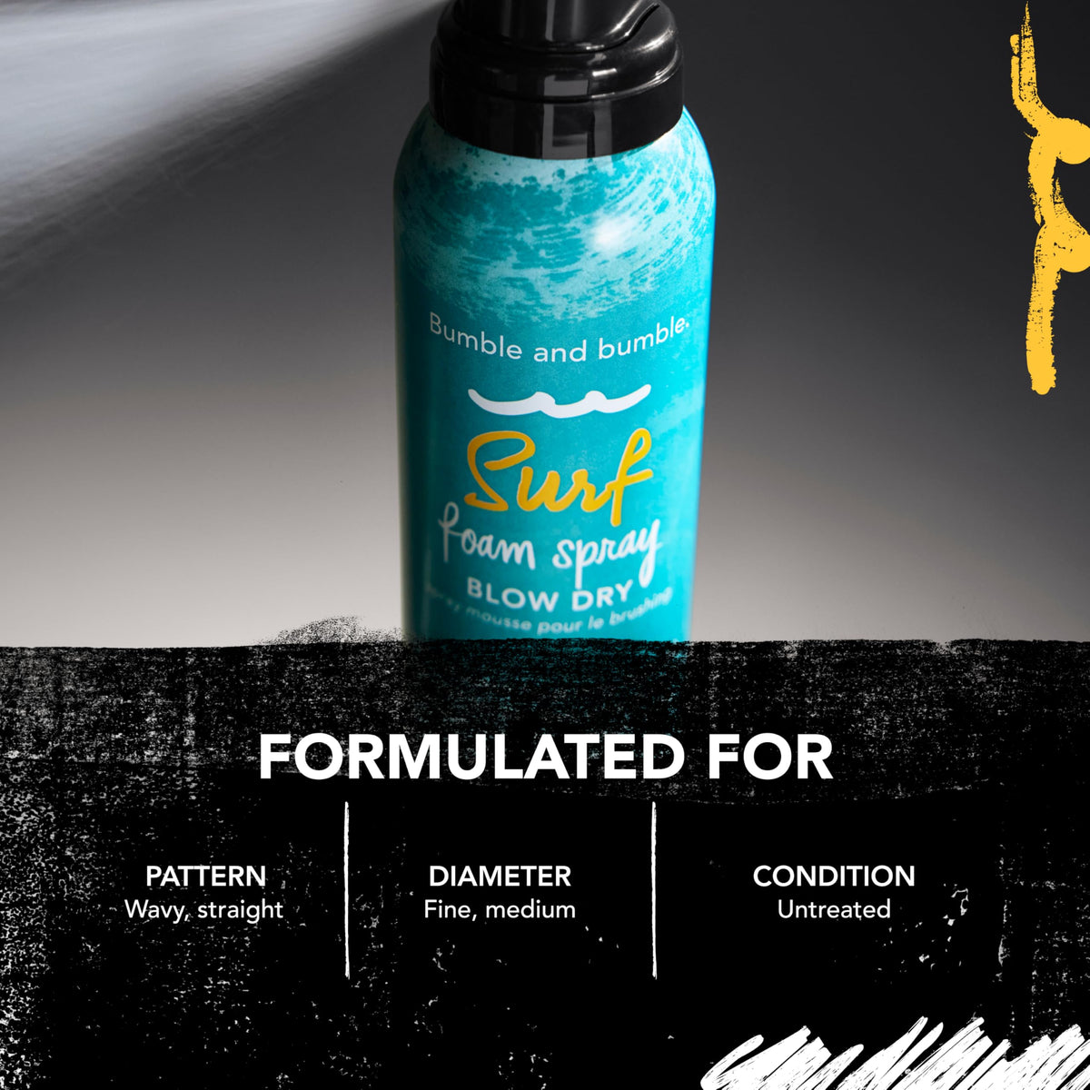 Bumble and bumble spray in hair being applied before blow-dry for volume