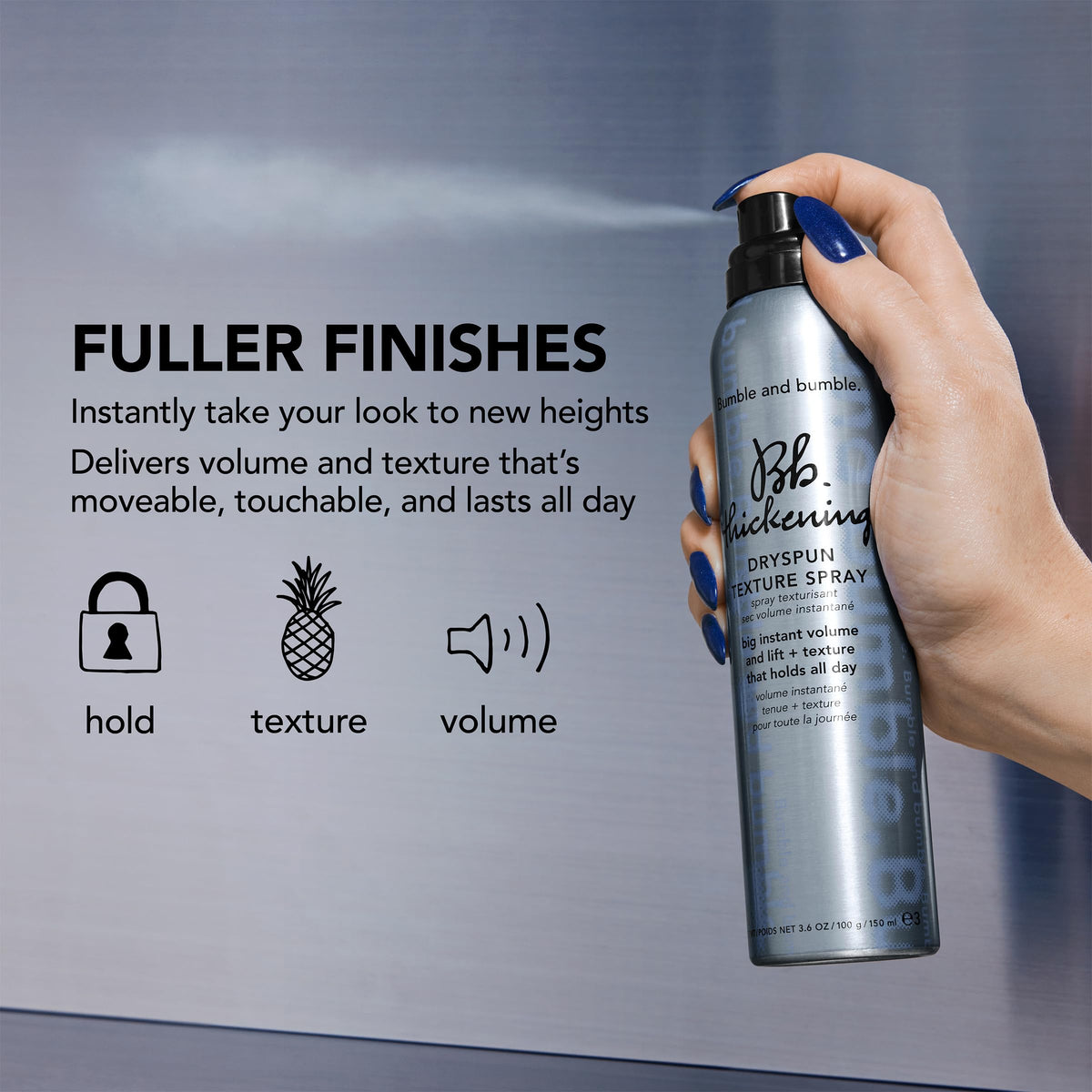 Bumble and bumble before and after scale comparison illustrating fuller-looking hair benefit