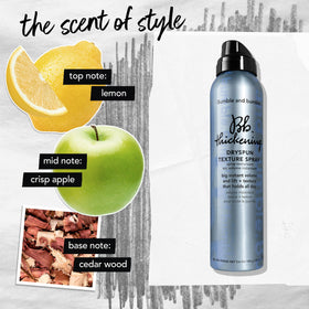 Bumble and bumble ingredient display with zeolite and silk powder showing mattifying and volumizing benefit