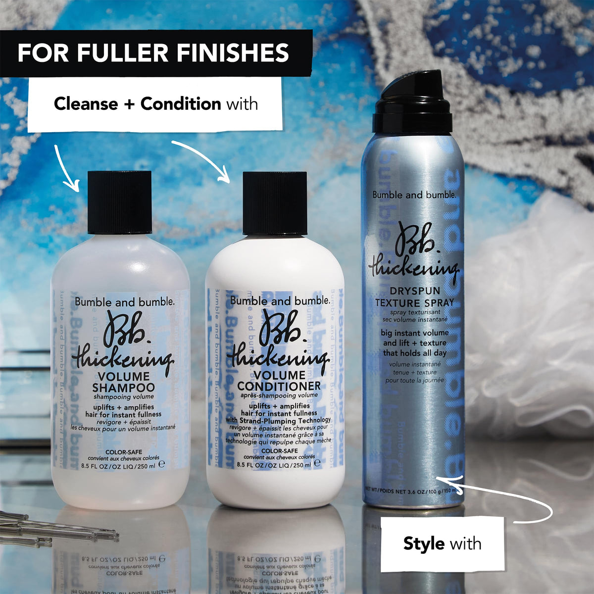 Bumble and bumble styled beachy waves lifestyle shot showing natural texture and long-lasting body