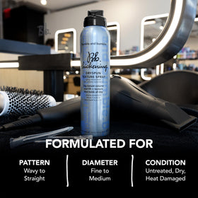 Bumble and bumble application at roots on dry hair showing instant lift and added volume