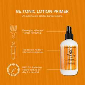 Bumble and bumble being sprayed while detangling hair for smoother styling