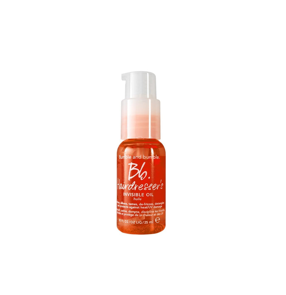 Bumble and bumble travel bottle front showing compact design and convenience