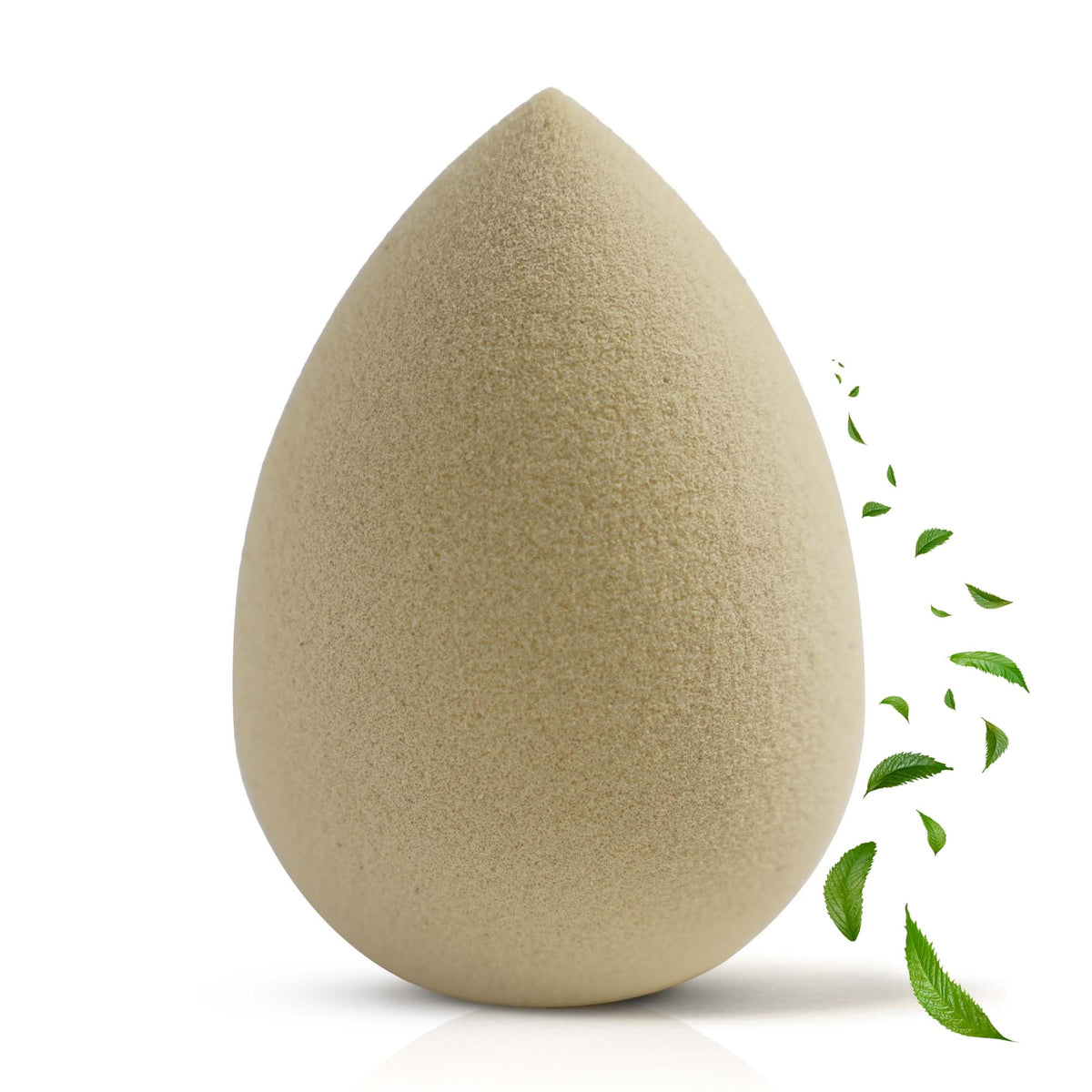 Bumfuzz front view of the green tea beauty sponge showing shape and finish for flawless blending