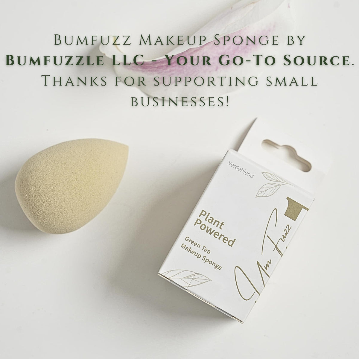 Bumfuzz on a vanity in a lifestyle scene demonstrating eco-friendly beauty routine appeal