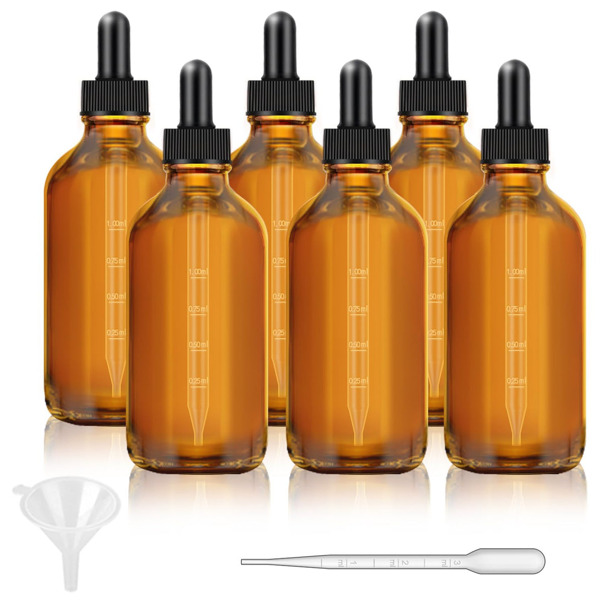Bumobum 6-pack front view showing amber bottles and black caps, neat storage benefit