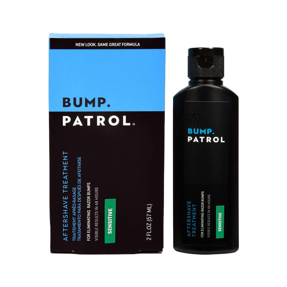 Bump Patrol front packaging showing bottle and label, clear calming solution benefit