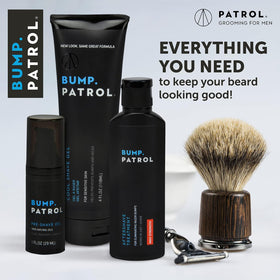 Bump Patrol 2 oz bottle held in hand for size reference and travel-friendly benefit