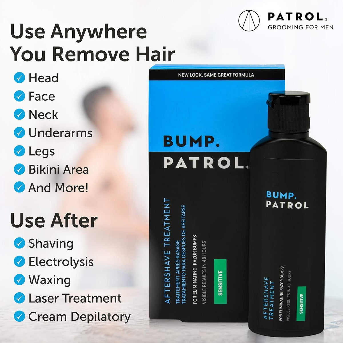 Bump Patrol serum texture close-up, lightweight absorbent formula benefit
