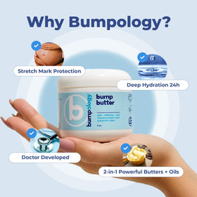 Bumpology jar on bedside table in cozy nursery scene suggesting calming daily use