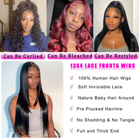 bunGiol full-length 24-inch straight wig showing thickness