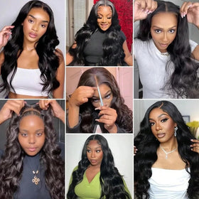 bunGiol texture close-up of body wave strands shows soft human hair quality and styling durability
