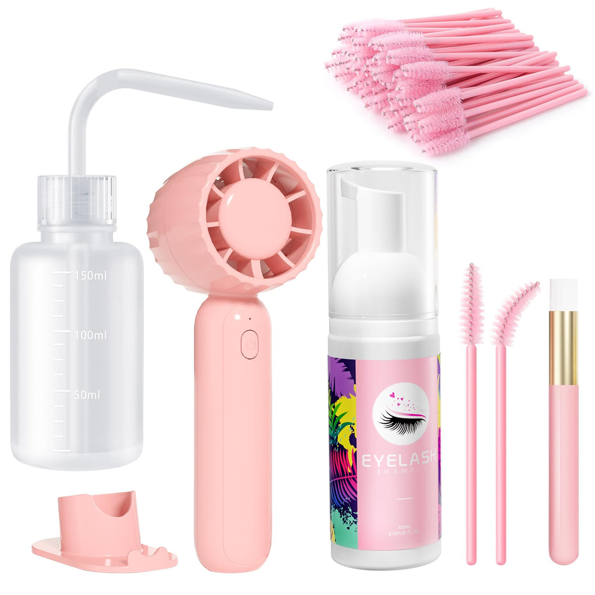 Buqikma front packaging showing full lash cleaning kit and easy at-home care