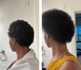 Bur Bur-treated hair after rinse showing visible shine and smoothness benefit