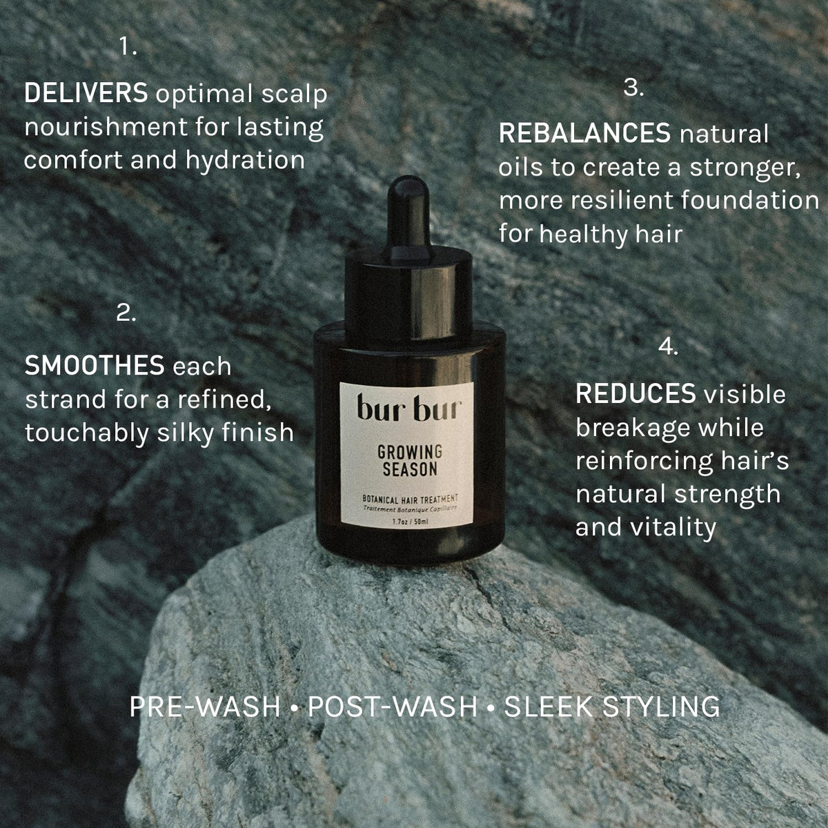 Bur Bur product being massaged into scalp for pre-wash nourishment benefit