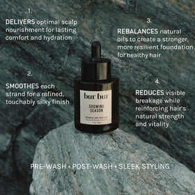 Bur Bur product being massaged into scalp for pre-wash nourishment benefit