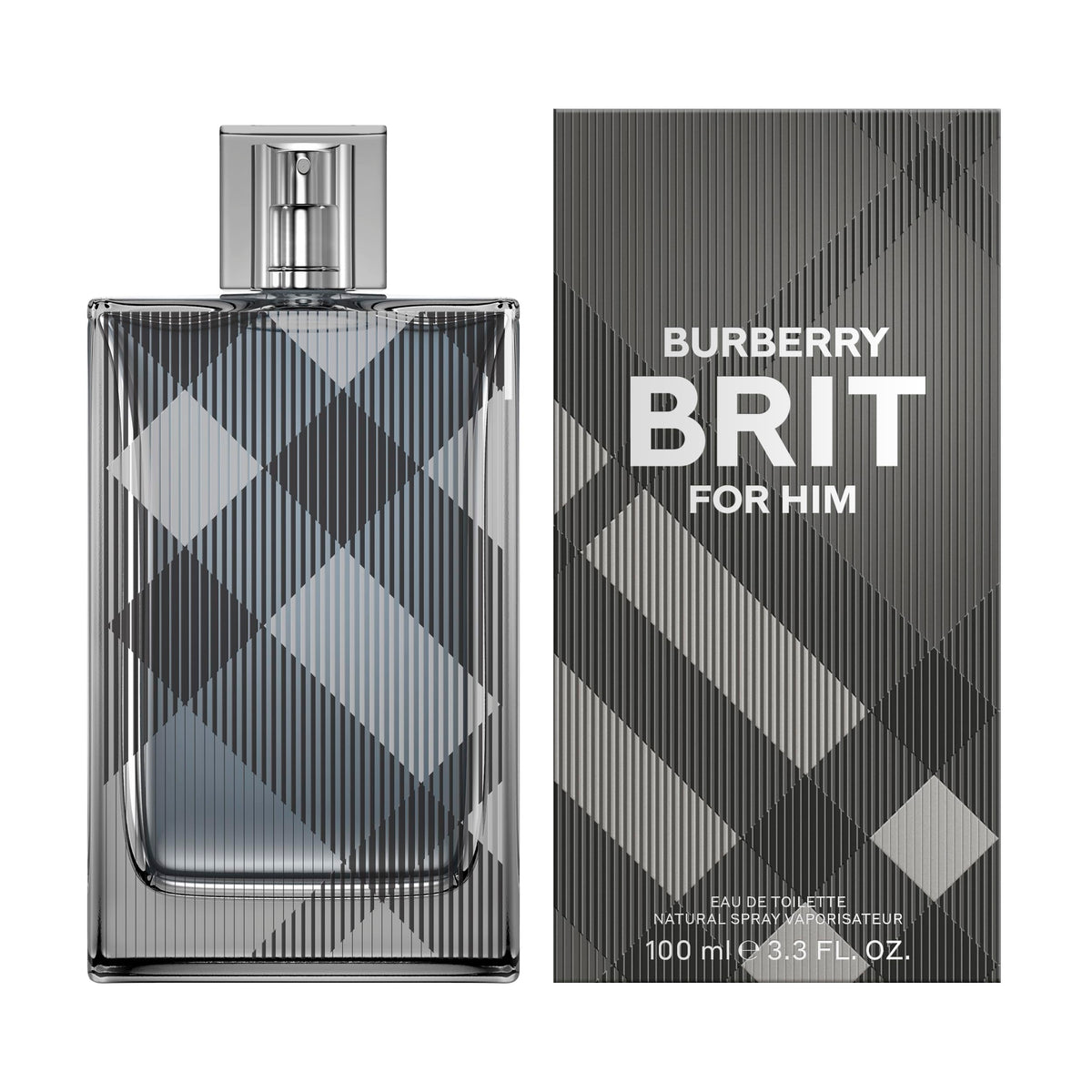 Burberry Brit close-up of the printed check on glass highlighting texture benefit: premium visual detail