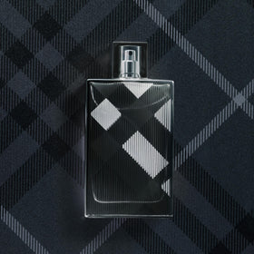 Burberry Brit next to a ruler showing 3.3 fl oz scale benefit: clear size reference for shoppers