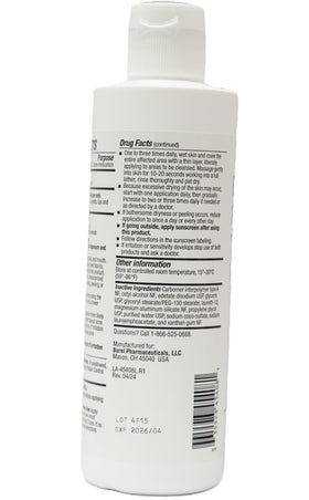 Burelpharma being rinsed from face, showing targeted acne-area cleansing benefit