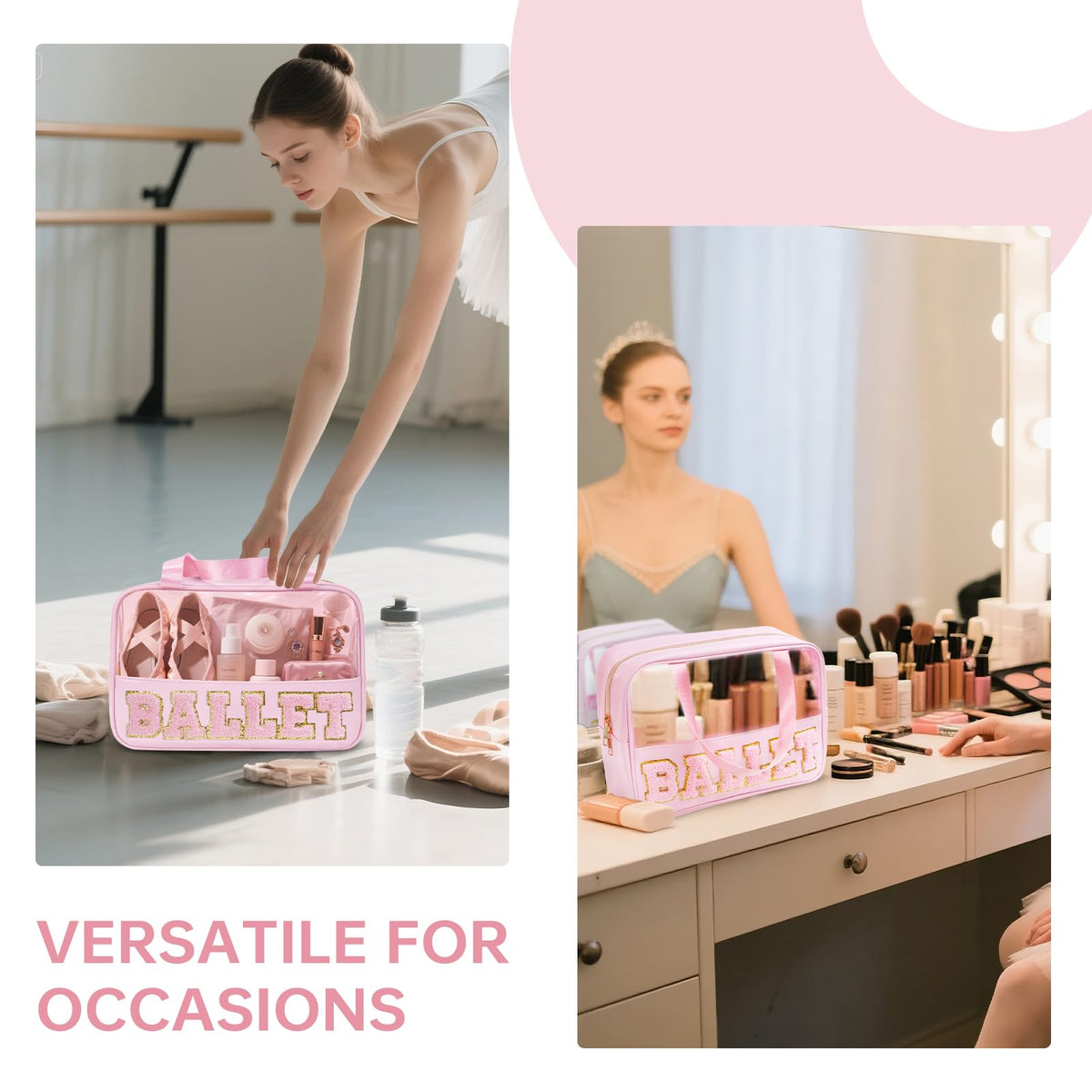 Burskit ballet bag staged on suitcase in travel scene highlighting visibility and easy packing