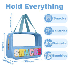 Burskit pouch filled with snacks and toiletries showing organization and easy access benefit