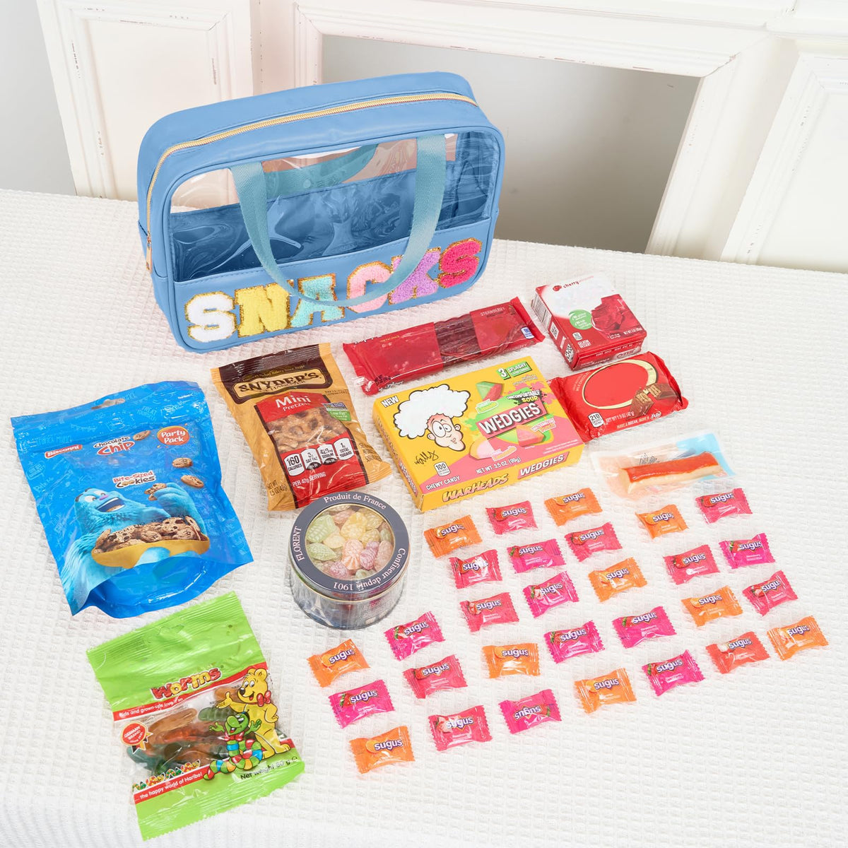 Burskit placed on travel bag in airport scene showing travel-ready convenience benefit