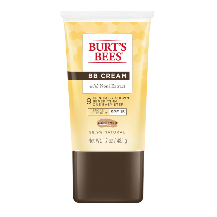 Burt's Bees front view of BB Cream tube showing label and size, natural ingredients benefit