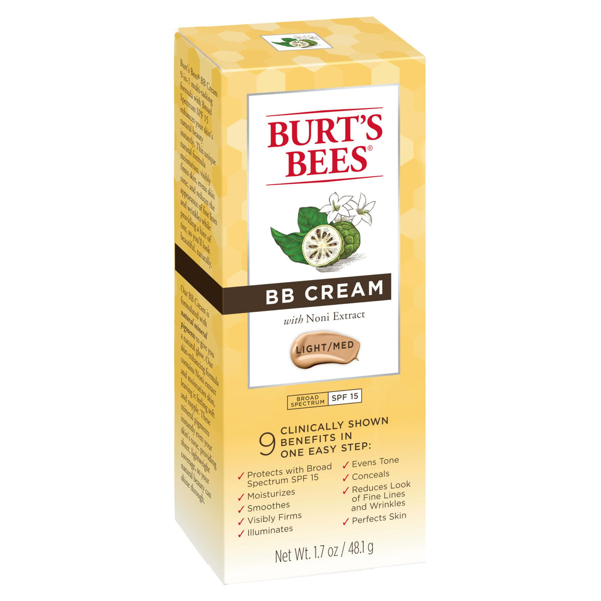 Burt's Bees BB Cream on bathroom vanity with flowers, lifestyle routine and natural care benefit