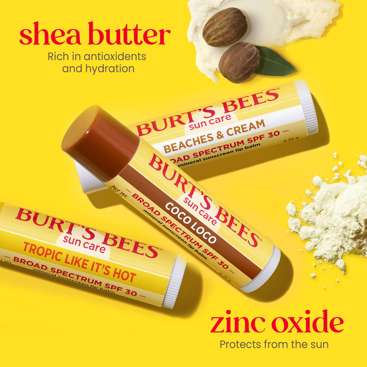 Burt's Bees single tube with cap removed demonstrating easy application