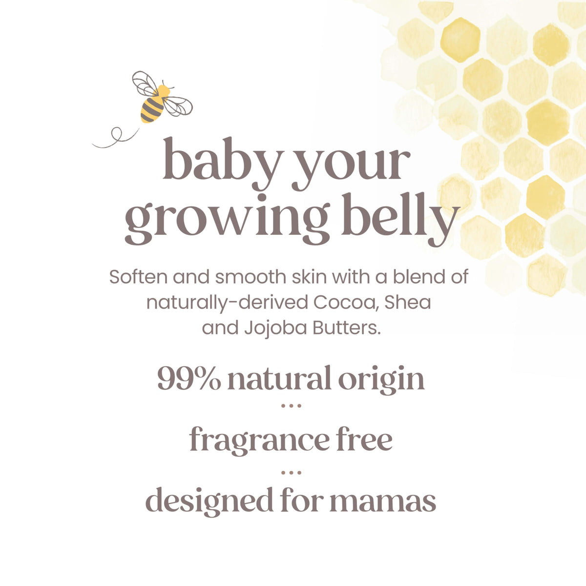 Burt's Bees mama applying butter to belly for soothing comfort