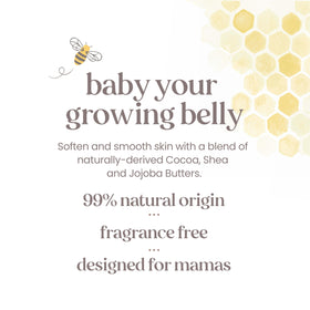 Burt's Bees mama applying butter to belly for soothing comfort
