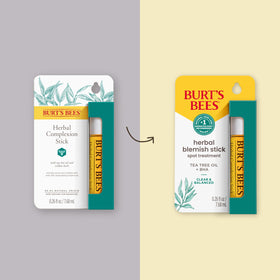 Burt's Bees open twist-up stick revealing applicator tip for precise spot treatment