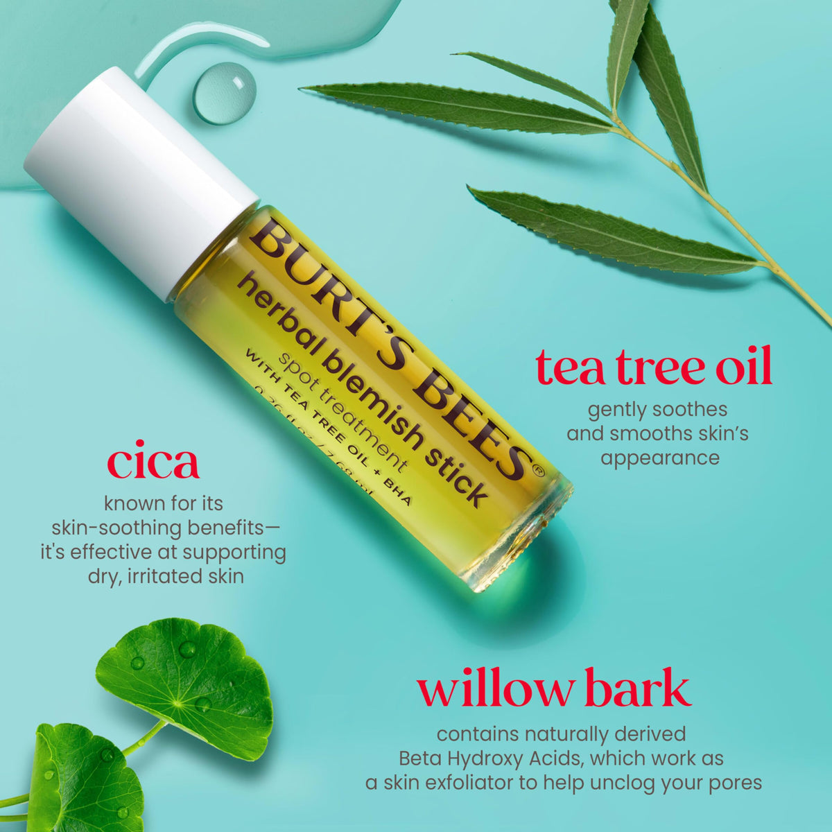Burt's Bees close-up of stick texture illustrating concentrated, non-greasy formula