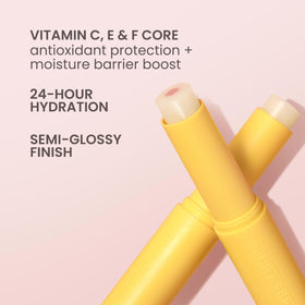Close-up of Burt's Bees balm texture highlighting smooth, lightweight finish for soft lips