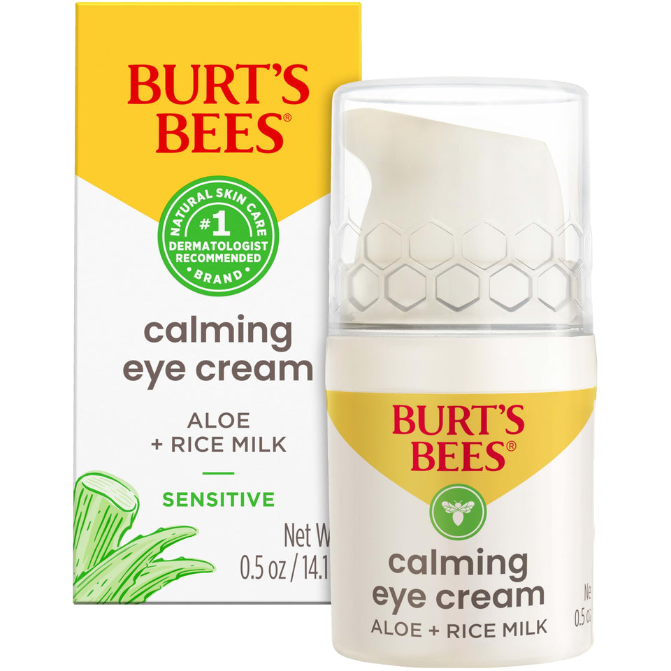 Burt's Bees front packaging showing calming eye cream for easy identification and trust