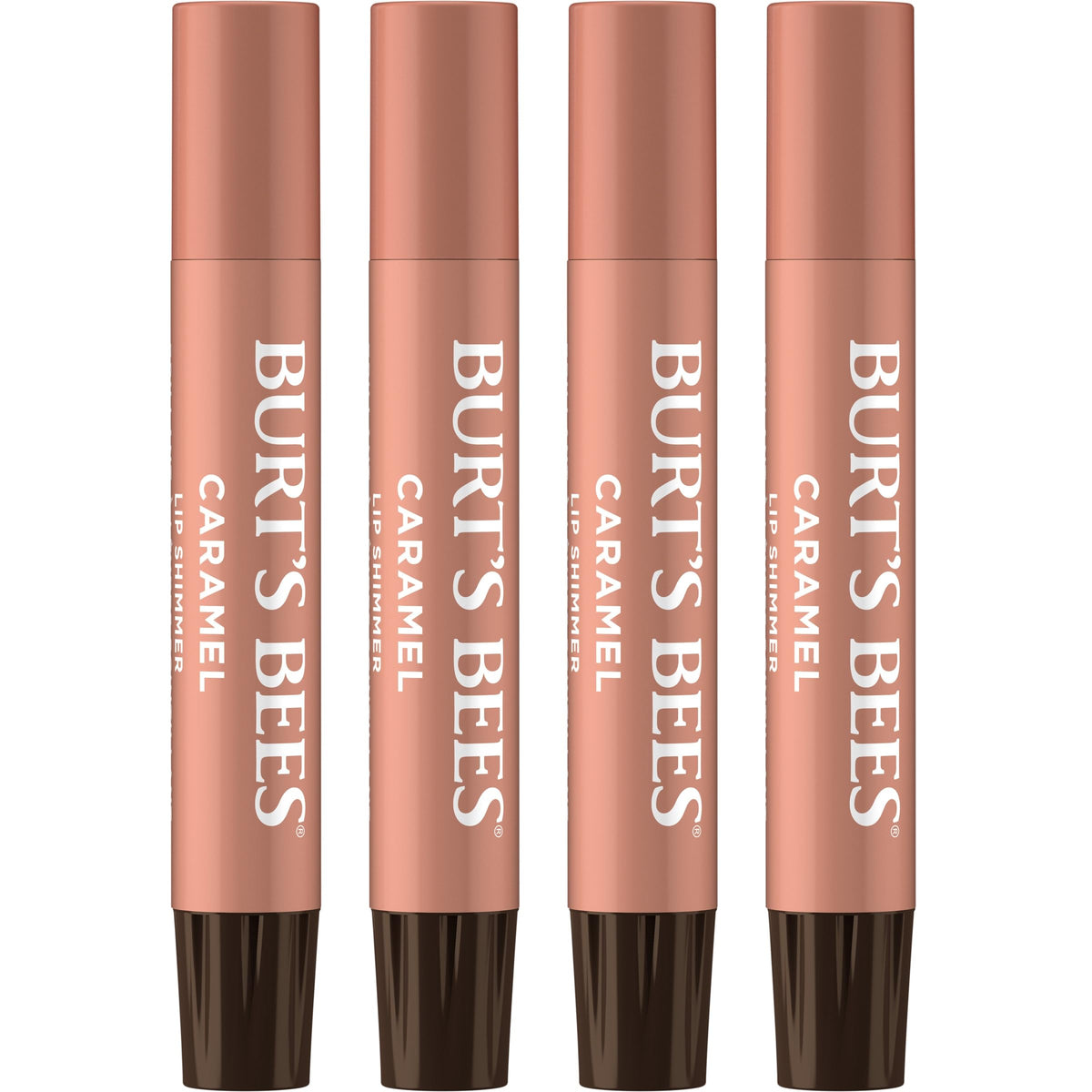 Burt's Bees caramel front packaging showing shade and shimmer benefit