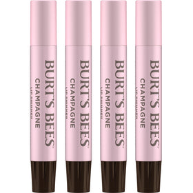 Burt's Bees front packaging showing Champagne tint and four-pack benefit