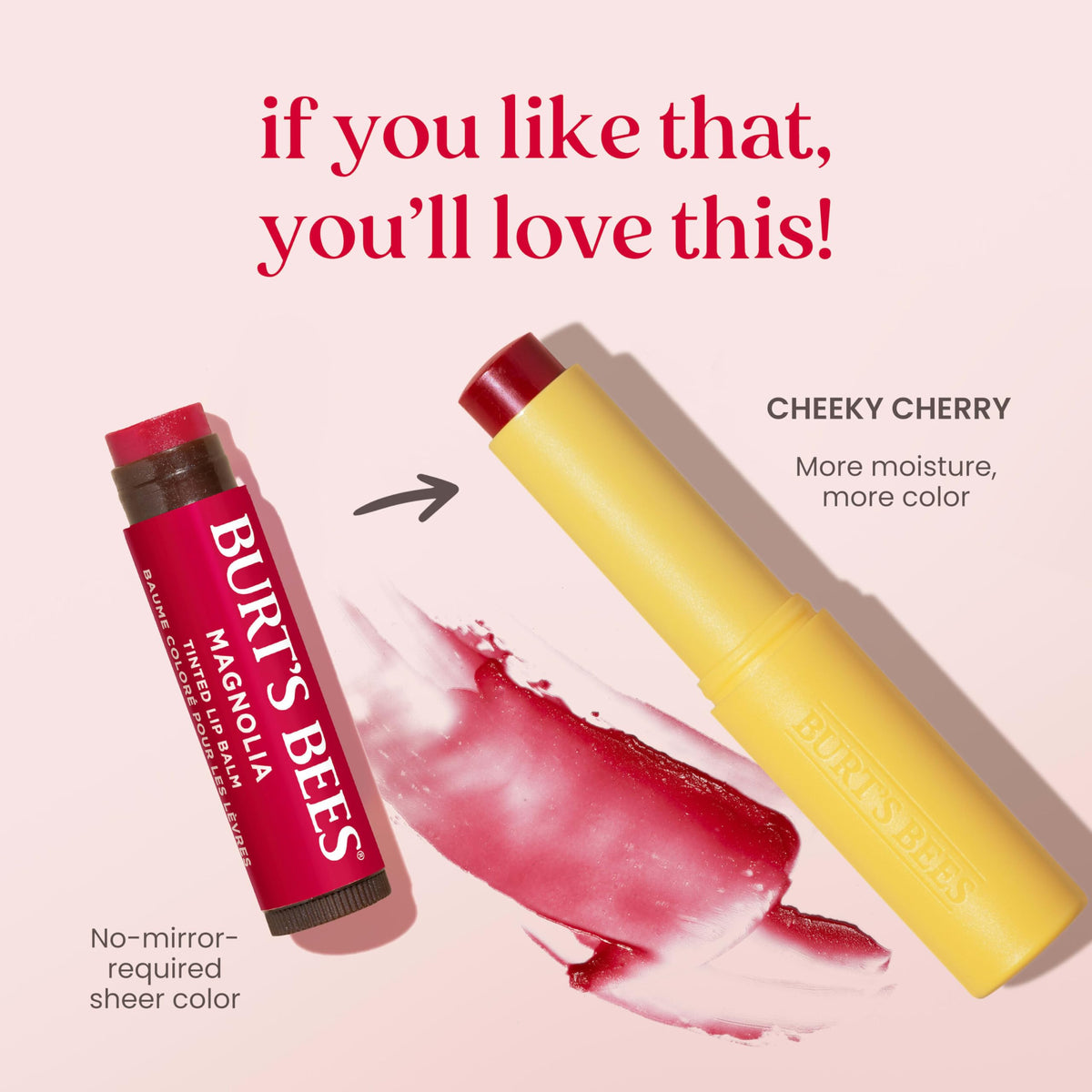 Burt's Bees back label showing ingredients and clean formulation benefit