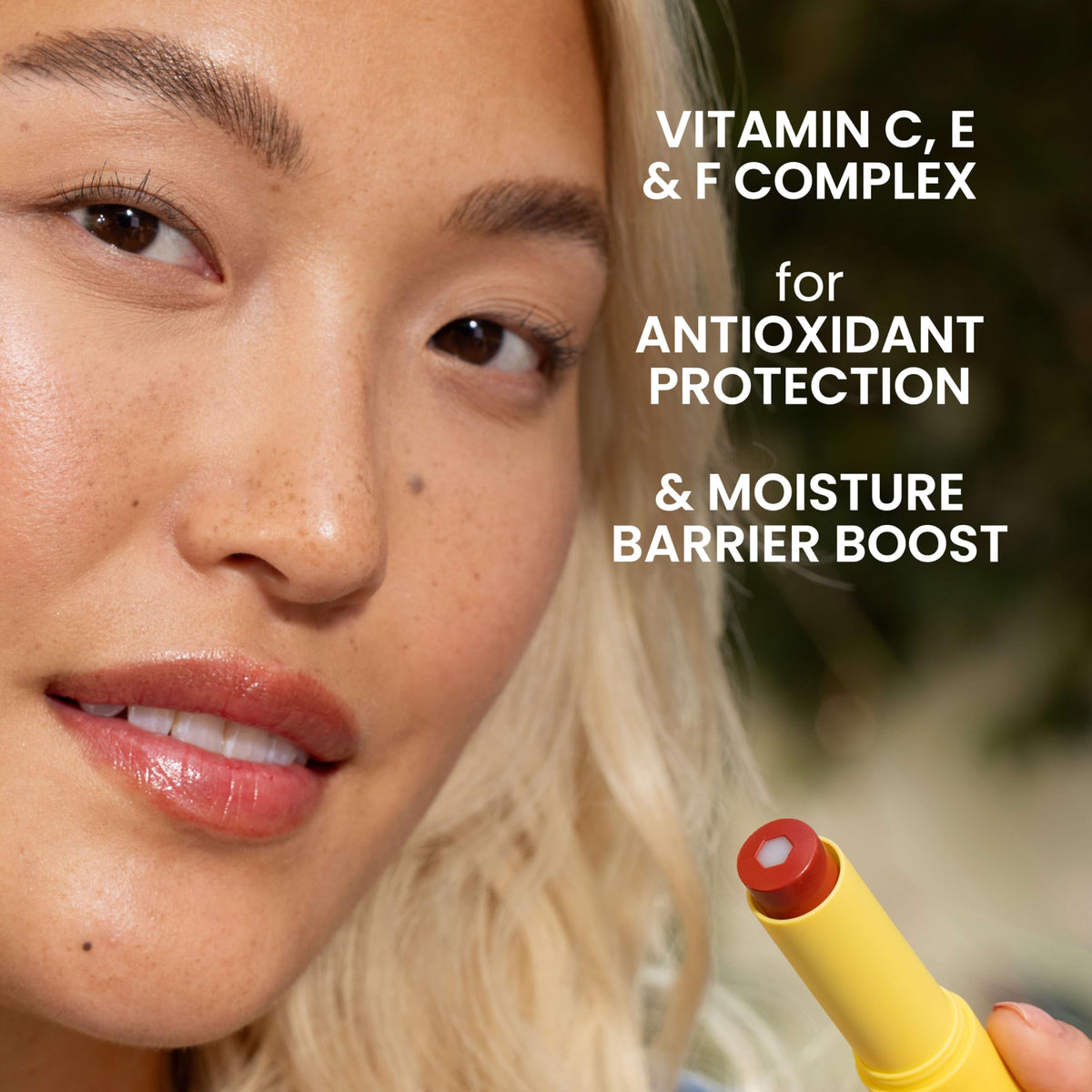Burt's Bees vitamin core cross-section highlighting antioxidant support benefit