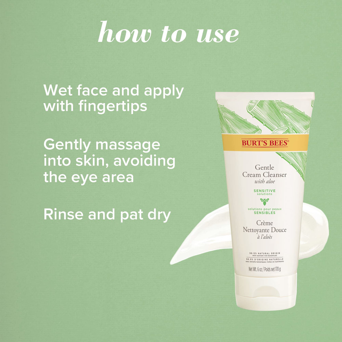 Burt's Bees cleanser on bathroom shelf with other skincare for routine styling