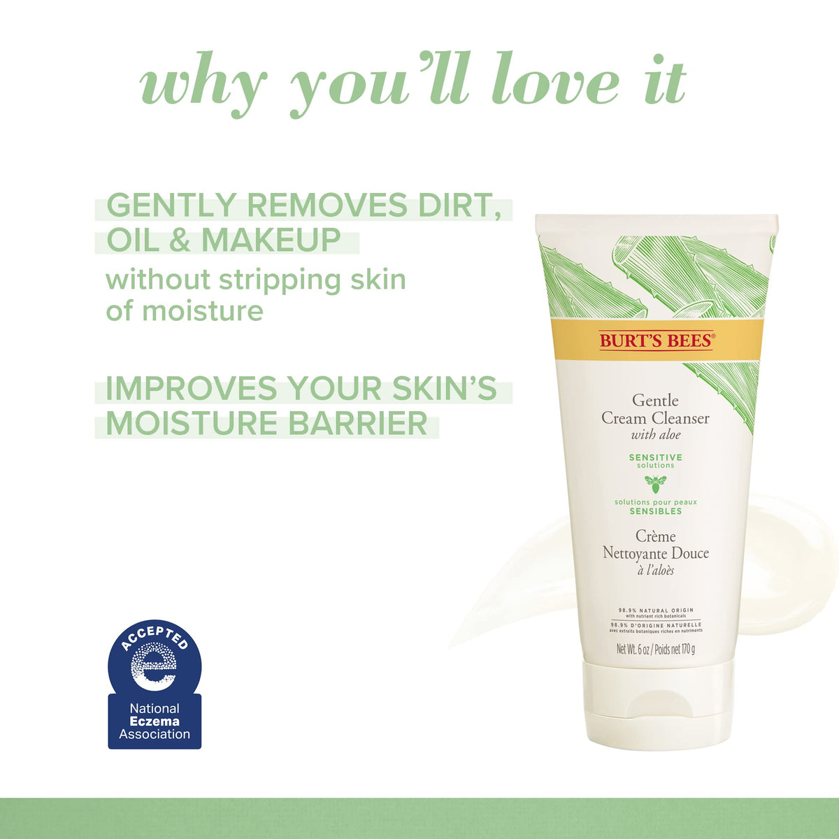 Burt's Bees tube cap dispensing cleanser showing easy controlled application