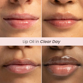 Burt's Bees applied over lipstick demonstrating high-shine, tint-free topcoat effect