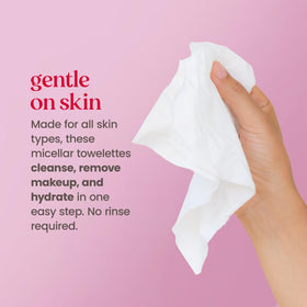 Burt's Bees close-up of rose water droplets on wipe highlighting hydrating texture