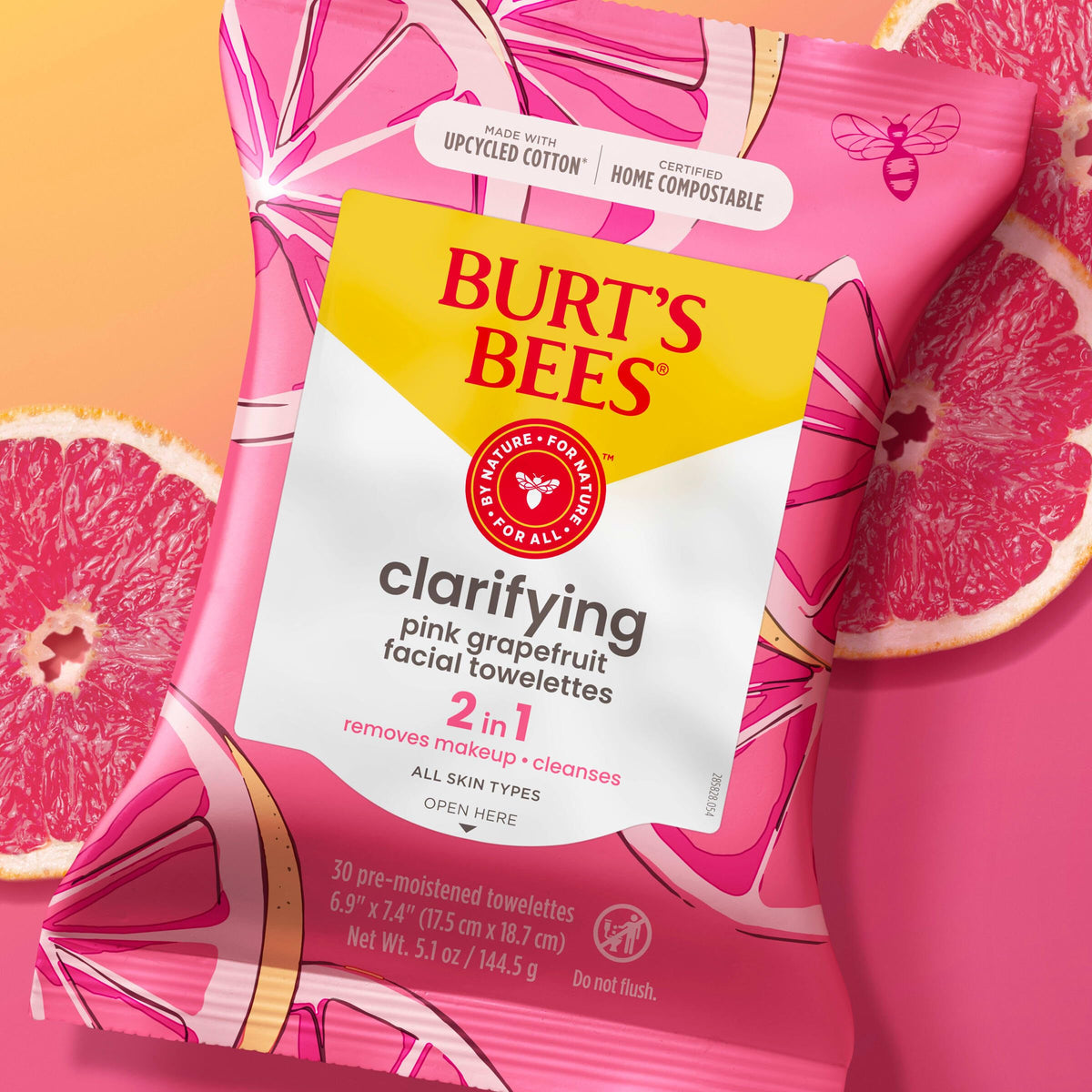 Burt's Bees compostable certification label, eco-friendly disposal benefit