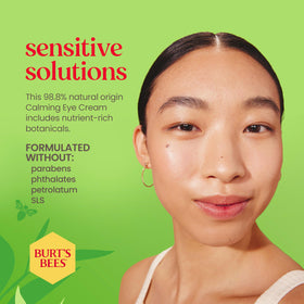 Burt's Bees cream application dots illustrating gentle dabbing method to prevent tugging