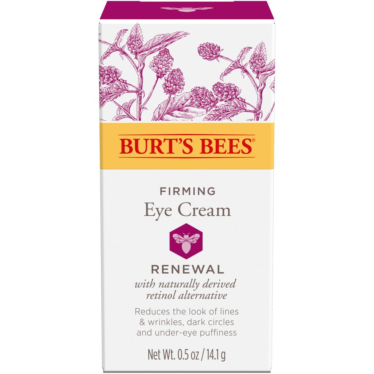 Burt's Bees eye cream on bathroom shelf in lifestyle scene implying everyday use