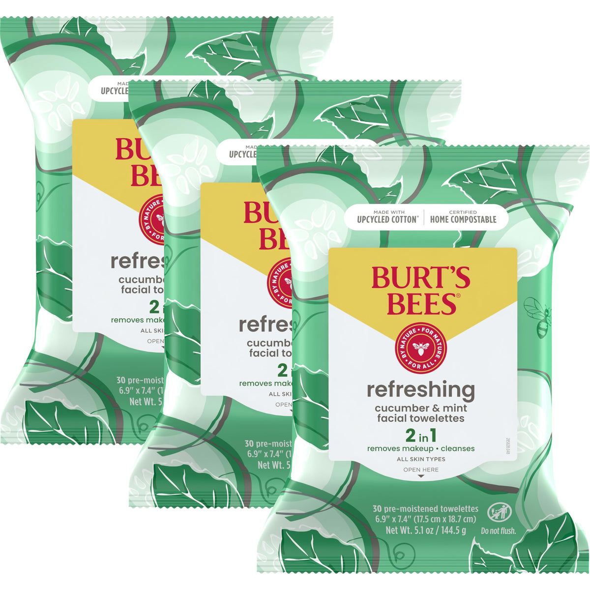 Burt's Bees front packaging showing cucumber and mint benefits